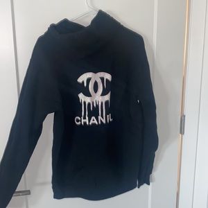 Custom made "Chanel" hoodie sweatshirt in size medium.